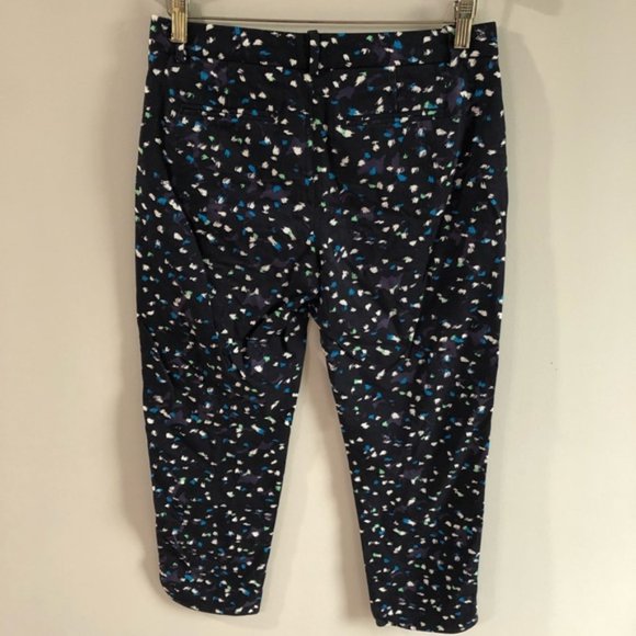 JCrew Printed Cropped Tencel Pants Career Navy - Picture 2 of 9